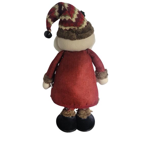 Extendable-Leg Santa Figure Rustic Fabric Welcome Hat Plaid ~18–28" Xmas Decor - Picture 3 of 13